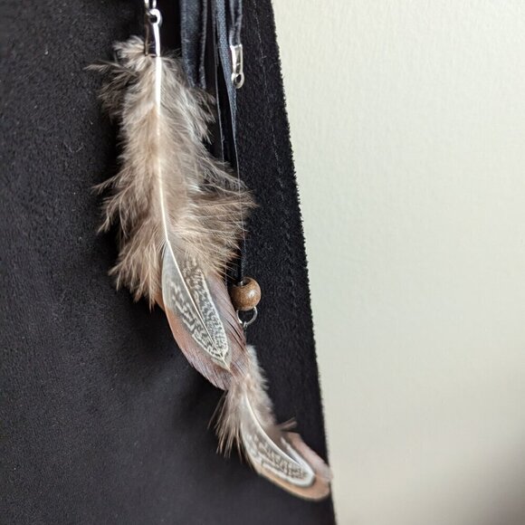 Zara Faux Suede Waist Coat with lace up strings with feathers - Picture 8 of 10